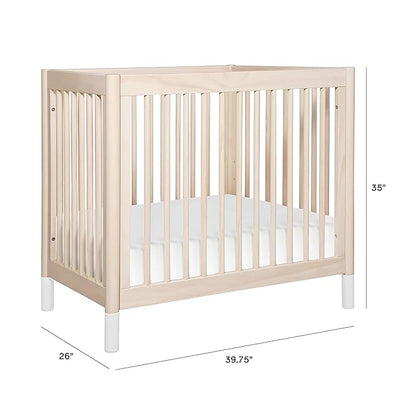 Babyletto Gelato 4-in-1 Convertible Mini Crib in Washed Natural and White, Greenguard Gold Certified