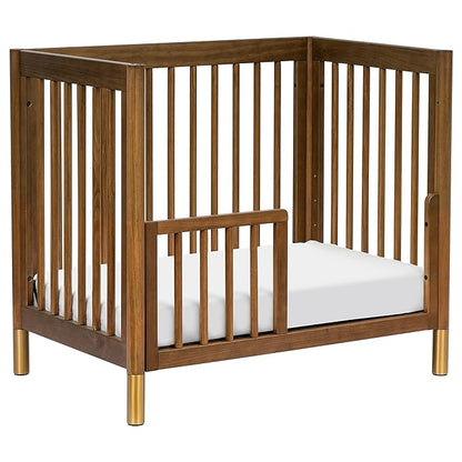 babyletto Gelato 4-in-1 Convertible Mini Crib in Natural Walnut and Brushed Gold Feet, Greenguard Gold Certified