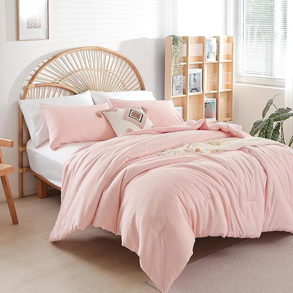 Pink Comforter Sets King Size Comforter Set 3 Piece Soft Microfiber Comforters Set for Women and Girls Blush Lightweight Alternative Comforter for All Season (1 Comforter, 2 Pillowcases)