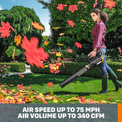 Worx 20V Cordless Leaf Blower WG547.9, Electric Blower, Powerful Turbine Fan Technology, 2-Speed Control, for One-Hand Operation, PowerShare – Bare Tool Only