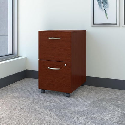 Bush Business Furniture Series C 2 Drawer Rolling File Cabinet in Mahogany - Assembled, Mobile Document Storage for Home or Professional Office
