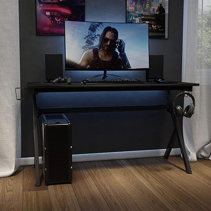 Flash Furniture Duncan 55" x 24" Extra Large Gaming Desk with Headphone Hook and Cup Holder - Free Mouse Pad