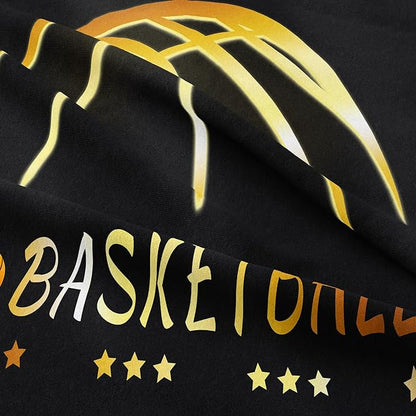 NINENINE Black and Gold Basketball Comforter Set for Boys Kids Teens Twin Size Sports Bedding Set Soft Microfiber Quilt Bed Set with 1 Comforter 1Pillowcase