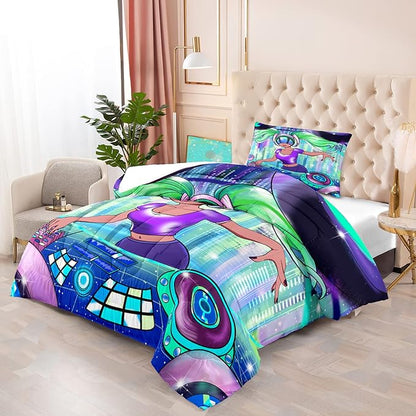Black Girl Comforter Sets for Girls Twin Comforter Set for Girls Teen Comforter Sets for Girls Adults Twin Pretty African American DJ Girl Pattern Twin Bedding Comforter Set with 1 Pillowcase