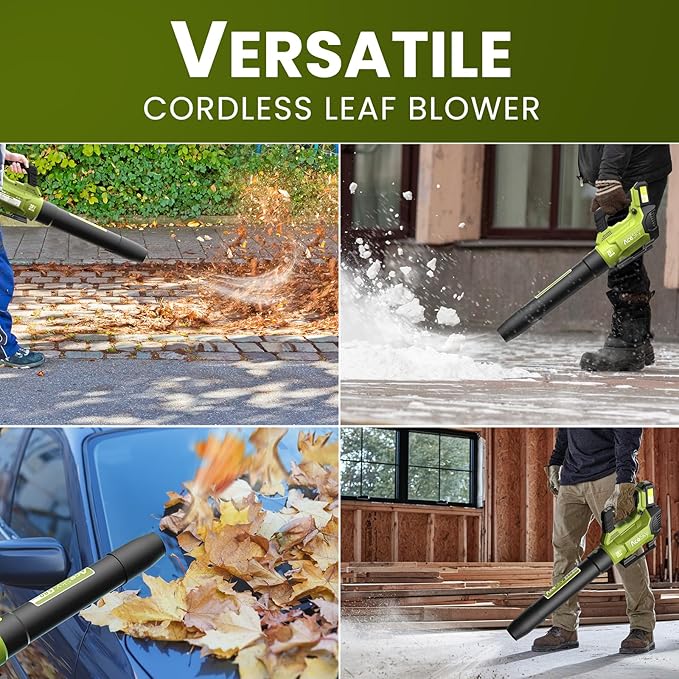 Leaf Blower Cordless, 580CFM/160MPH & 3 Speed Levels, Electric Cordless Leaf Blower with 2 * 4.0Ah Battery Powered, Blowers for Lawn Care, Blower with Extension Nozzle