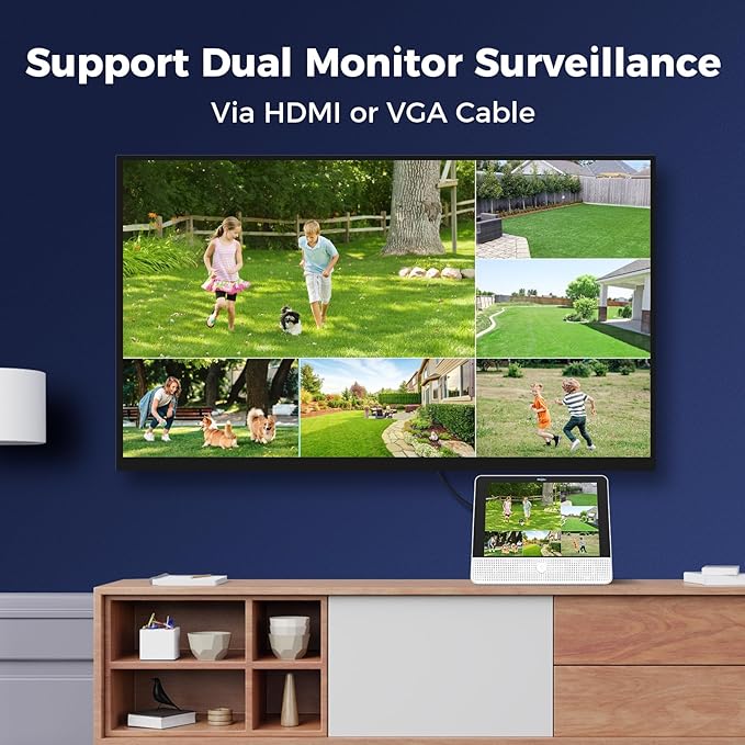 【12’’ Monitor + Human Tracking】 Hiseeu 4K PoE Security Camera System, 6Pcs 5MP PoE PTZ Security Cameras, All-in-One Monitor, 2-Way Audio, Remote Access, 8MP 16 Channel PoE NVR, Home CCTV Surveillance