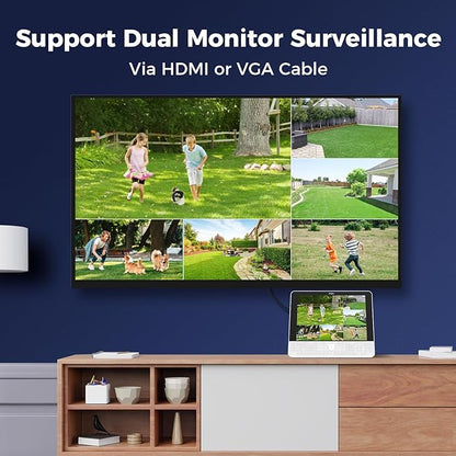 【12’’ Monitor + Human Tracking】 Hiseeu 4K PoE Security Camera System, 6Pcs 5MP PoE PTZ Security Cameras, All-in-One Monitor, 2-Way Audio, Remote Access, 8MP 16 Channel PoE NVR, Home CCTV Surveillance