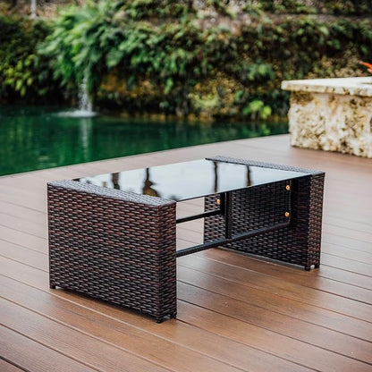 Nestl Wicker Outdoor Furniture Set - 4 Piece Patio Set (Brown/Beige)