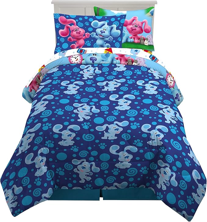 Franco Kids Bedding Super Soft Comforter and Sheet Set with Sham, 5 Piece Twin Size, Blues Clues