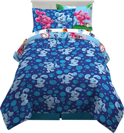 Franco Kids Bedding Super Soft Comforter and Sheet Set with Sham, 5 Piece Twin Size, Blues Clues