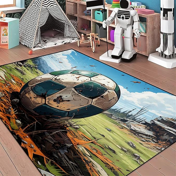 Football Rug for Boys Bedroom - Kids Rug Football Rug Basketball Rugs for Teen Boys Bedroom Football Carpet for Boys Bedroom Football Rugs for Boys Girls Sports Room,3'×5'