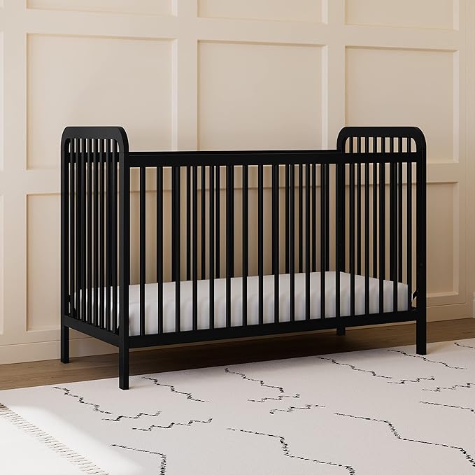 Storkcraft Pasadena 3-in-1 Convertible Crib (Black) – GREENGUARD Gold Certified, Converts to Daybed and Toddler Bed, Fits Standard Full-Size Crib Mattress, Adjustable Mattress Height