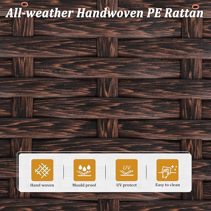 SUNVIVI OUTDOOR 7 Piece Patio Sectional Sofa Outdoor All Weather Brown PE Wicker Furniture Set, Paito Conversation Sofa Set with Glass Table, Removable Beige Cushions