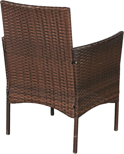 BTEXPERT Space Saving Outdoor Wicker Conversation 3 Piece Bistro Set Garden Patio Yard Porch Furniture Pe Rattan Two Chairs Cushions Side Storage Table Brown/Aqua Blue, OneSize