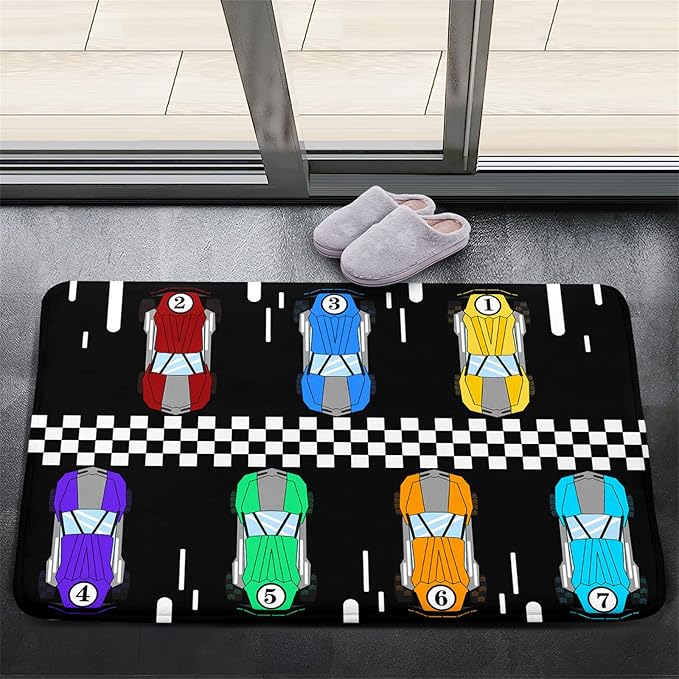 Race Car Rug Kids Play Area Rugs Race Car Track Rug Kids Rug with Roads and Tracks Car Track Carpet Car Rug for Boys Room Race Car Room Decor for Boys,Black 2'×3'