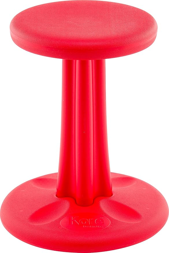 Kore Kids Junior Wobble Chair - Flexible Seating Stool for Classroom, Elementary School, ADD/ADHD - Made in The USA - Junior- Age 8-9, Grade 3-4, Red (16in)