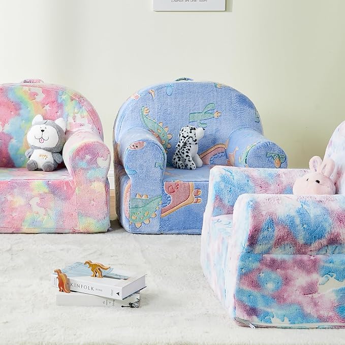 Toddler Chair Kids Plush Chair Kids Sofa Sherpa Kids Chairs, Toddler Couch Bean Bag Chairs for Kids Gaming Chair for Kids Glow in The Dark, Dinosaur