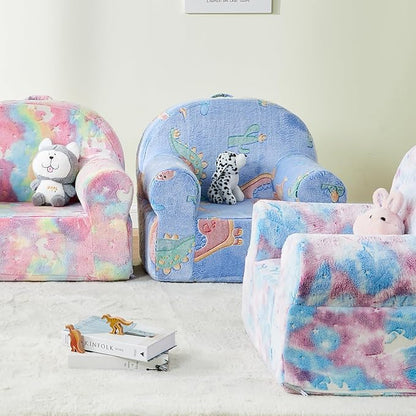 Toddler Chair Kids Plush Chair Kids Sofa Sherpa Kids Chairs, Toddler Couch Bean Bag Chairs for Kids Gaming Chair for Kids Glow in The Dark, Dinosaur