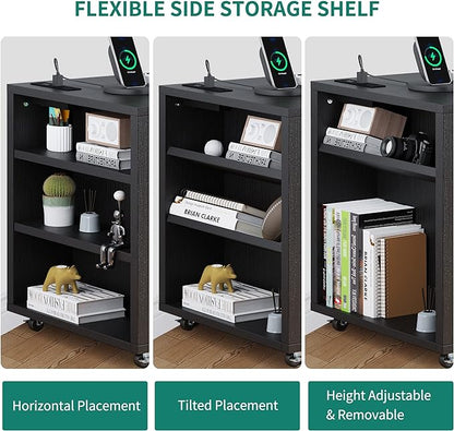YITAHOME 3 Drawer File Cabinet with Charging Station, Home Office Furniture, Black