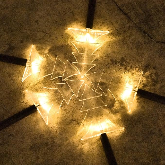 BRIGHTDECK Solar Christmas Pathway Lights Outdoor Decorations, Xmas Tree Lights Waterproof Led Garden Stake Lights for Walkway Yard Lawn Porch Holiday Decor 5-Pack (Xmas Tree Lights)