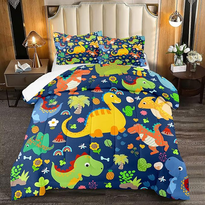 Dinosaur Bedding Full for Boys - Dinosaur Bedding Set for Kids Bedroom Dinosaur Bedding Full Blue Dinosaur Comforter Boys Room Decor Dinosaur Comforter, Full (1 Comforter 2 Pillowcases)