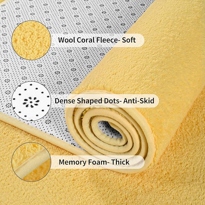 Area Rugs for Bedroom Living Room, 4x6 Yellow Super Soft Comfy Thickened Memory-Foam Indoor Carpets, Modern Aesthetic Minimalist Carpet for Boys Girls Adults Apartment Nursery Home Décor