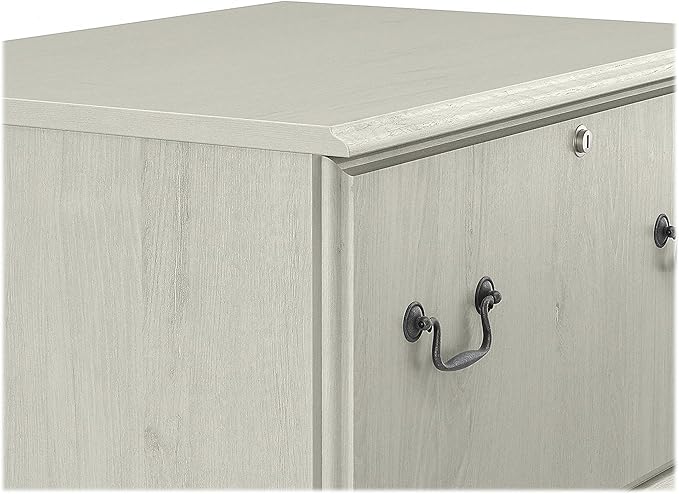 Bush Furniture Saratoga 2 Drawer Lateral File Cabinet in Harvest Cherry, Document Storage Chest for Home Office, Linen White Oak