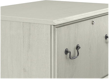 Bush Furniture Saratoga 2 Drawer Lateral File Cabinet in Harvest Cherry, Document Storage Chest for Home Office, Linen White Oak