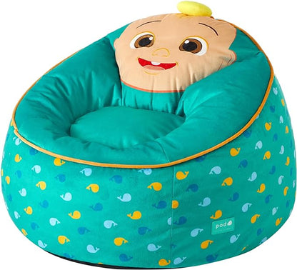 Idea Nuova Cocomelon Hillside by pod Kids Plush Bean Bag Chair, 24"x24"x25,Ages 3+