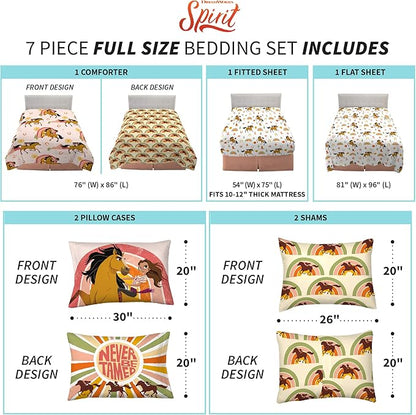Franco Kids Bedding Super Soft Comforter and Sheet Set with Sham, 7 Piece Full Size, Spirit Riding Free