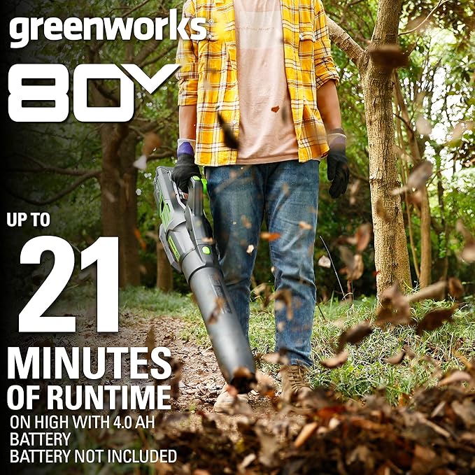 Greenworks 80V (170 MPH / 730 CFM / 75+ Compatible Tools) Cordless Brushless Axial Leaf Blower, Tool Only, 80 Volts