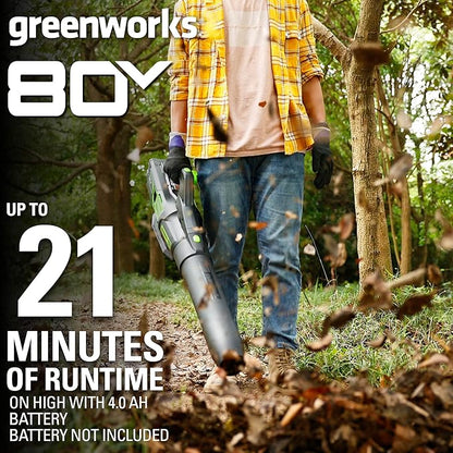 Greenworks 80V (170 MPH / 730 CFM / 75+ Compatible Tools) Cordless Brushless Axial Leaf Blower, Tool Only, 80 Volts