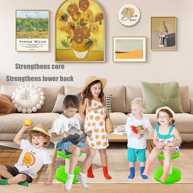 Active Chairs Kids Preschool Wobble Stool - Alternative Flexible Seating Balance Wiggle Stool for Classroom,Preschool,Kindergarten&Elementary School,Active Sensory Chairs,Ages3-8,Green(14in)
