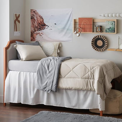 Bedsure Beige Twin XL Comforter Sets - 5 Pieces Reversible Twin XL Bedding Sets, Bed Sets Comforters, Sheets, Pillowcase & Sham, Grey XL Twin Bed in a Bag for College