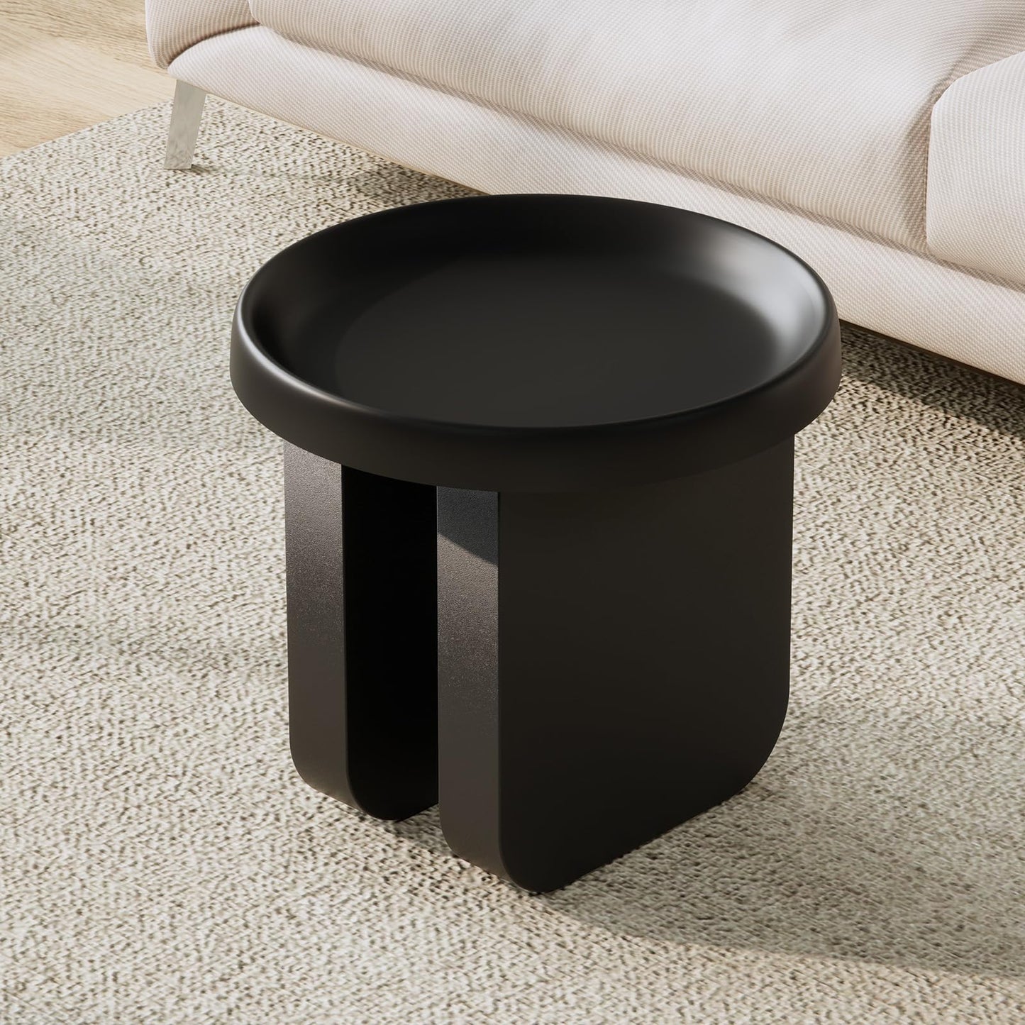 Round Coffee Table,Modern Coffee Table,Unique Circle Coffee Tables,Metal Center Table for Living Room (Black, 29.5 x 16.5)
