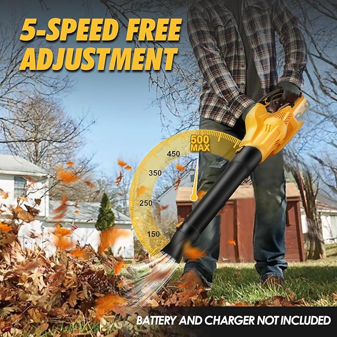 Leaf Blower Cordless for DEWALT 20V Max Battery (No Battery), Electric Leaf Blower Cordless with 5 Speed Modes, Battery Powered Leaf Blowers