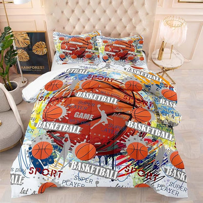 Tailor Shop Basketball Comforter Sets Queen Size, Basketball Bedding Sets for Kids Boys Teens,Sport Comforter Sets with 1 Comforter 2 Pillowcases……