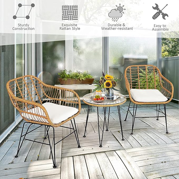 Bistro Table and Chairs Set of 2, OneSize, Pale Brown