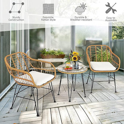 Bistro Table and Chairs Set of 2, OneSize, Pale Brown