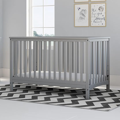Storkcraft Hillcrest 4-in-1 Convertible Crib (Pebble Gray) - Converts to Daybed, Toddler Bed, and Full-Size Bed, Fits Standard Full-Size Crib Mattress, Adjustable Mattress Support Base