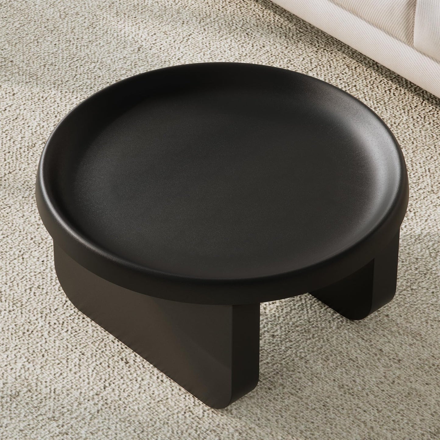 Round Coffee Table,Modern Coffee Table,Unique Circle Coffee Tables,Metal Center Table for Living Room (Black, 29.5 x 16.5)