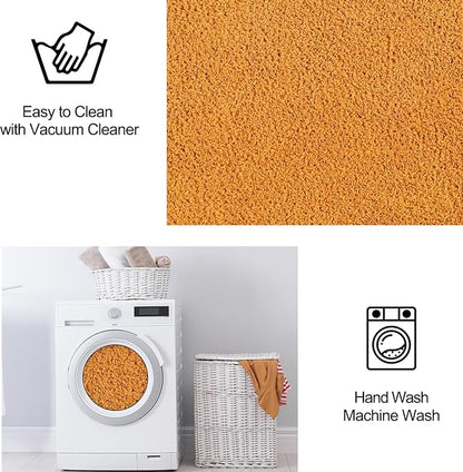 Area Rugs for Bedroom Living Room, 6x9 Orange Super Soft Comfy Thickened Memory-Foam Indoor Carpets, Modern Aesthetic Minimalist Carpet for Boys Girls Adults Apartment Nursery Home Décor
