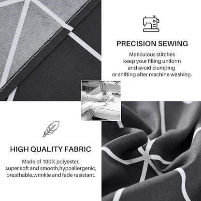 Black & White Comforter Bed in a Bag King for Kids Adults, 3Pcs Reversible Geometric Bedding Set with 2 Pillow Shams for All Seasons (King,104x90inches)
