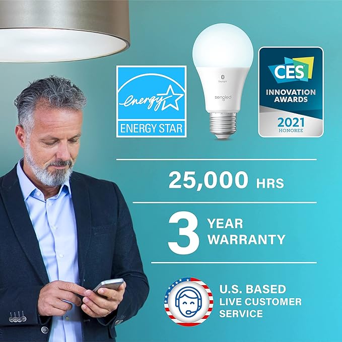 Sengled Alexa Light Bulb, S1 Auto Pairing with Alexa Devices, Smart Light Bulbs That Work with Alexa, Bluetooth Mesh Smart Home Lighting, Daylight 5000K, E26 60W Equivalent, 800LM, 3-Pack