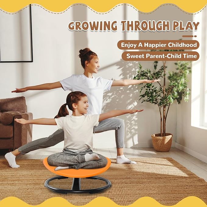 Zhenx Spinning Chair for Kids, Autism Kids Swivel Chair, Kids Sensory Chair, Spinning Chair for Autistic Kids & ADHD Children, Sit and Spin Training Body Coordination(Orange)