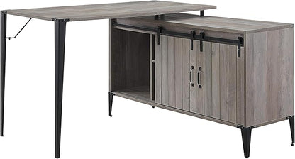 NicBex Laik-DW-00069-DX Desks, 48" W x 48" D x 31" H, Gray Oak+Black