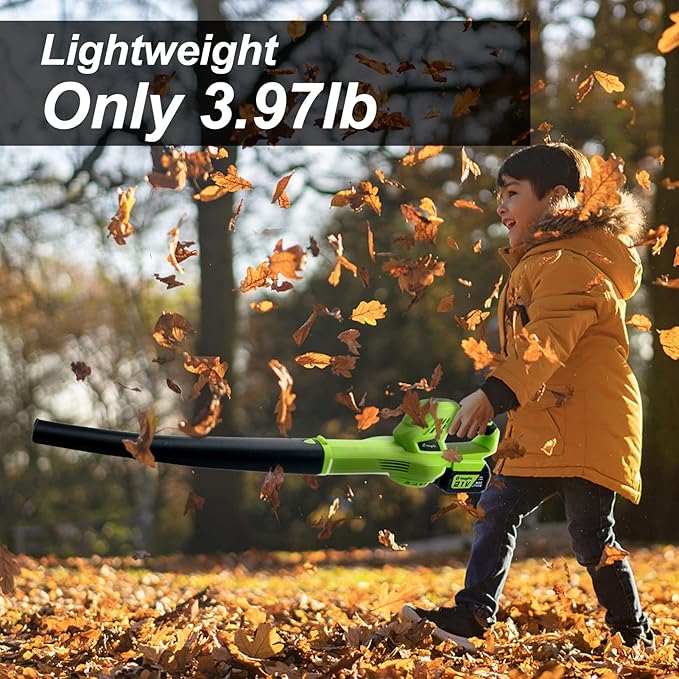 YOUGFIN Cordless Leaf Blower,21V Battery Powered Leaf Blower for Lawn Care, Electric Lightweight Mini Leaf Blower (Battery & Charger Included)