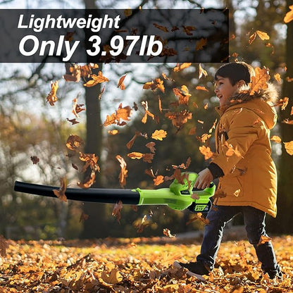 YOUGFIN Cordless Leaf Blower,21V Battery Powered Leaf Blower for Lawn Care, Electric Lightweight Mini Leaf Blower (Battery & Charger Included)