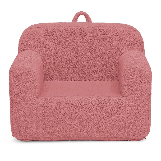 Delta Children Sherpa Cozee Chair - Foam Kids Chair for Ages 18 Months and Up, Rose