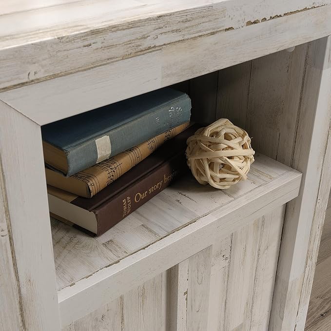 Sauder Dakota Pass L-Desk, L: 59.09" x W: 59.72" x H: 30.00", White Off-White